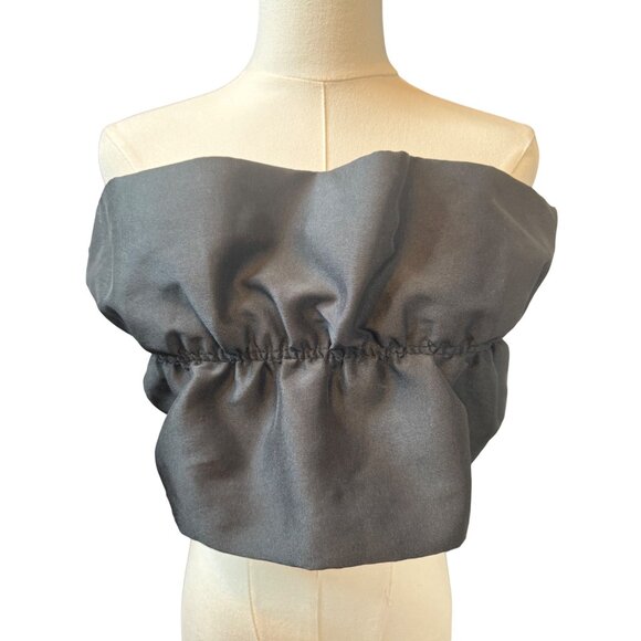 2/$30 Zara Small Black Off-Shoulder Crop Top With Ruching - Picture 9 of 10